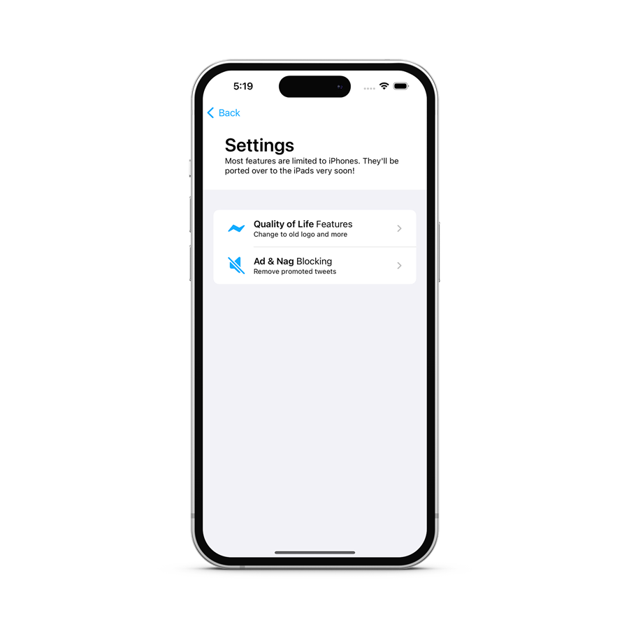 Sink It for Twitter Settings